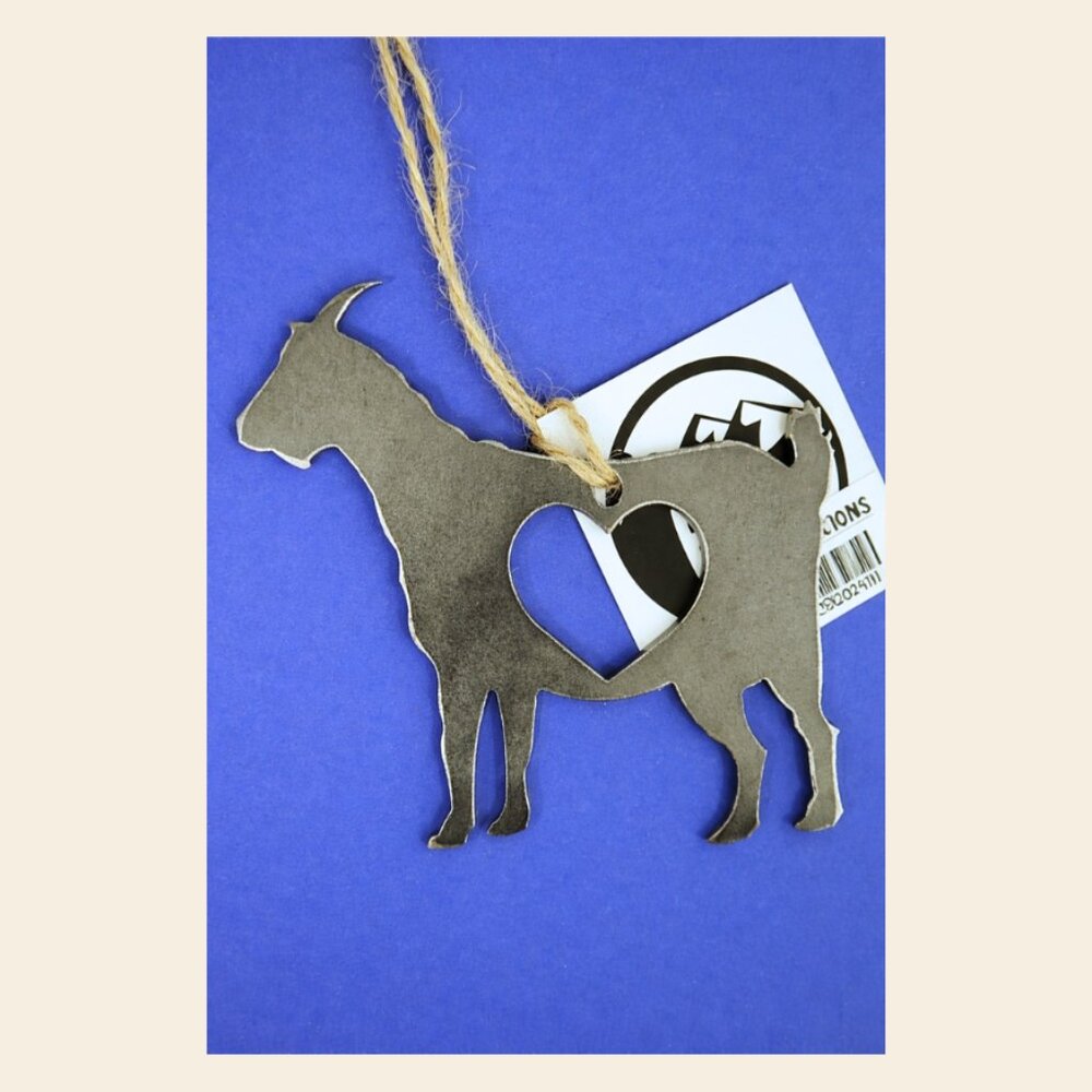 Rustic Metal Goat Ornament | Farmhouse Goat Decor | Country Kitchen Accent - Picture 2 of 4